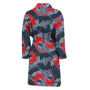 Japanese Koi Carp Fish Pattern Print Men's Bathrobe