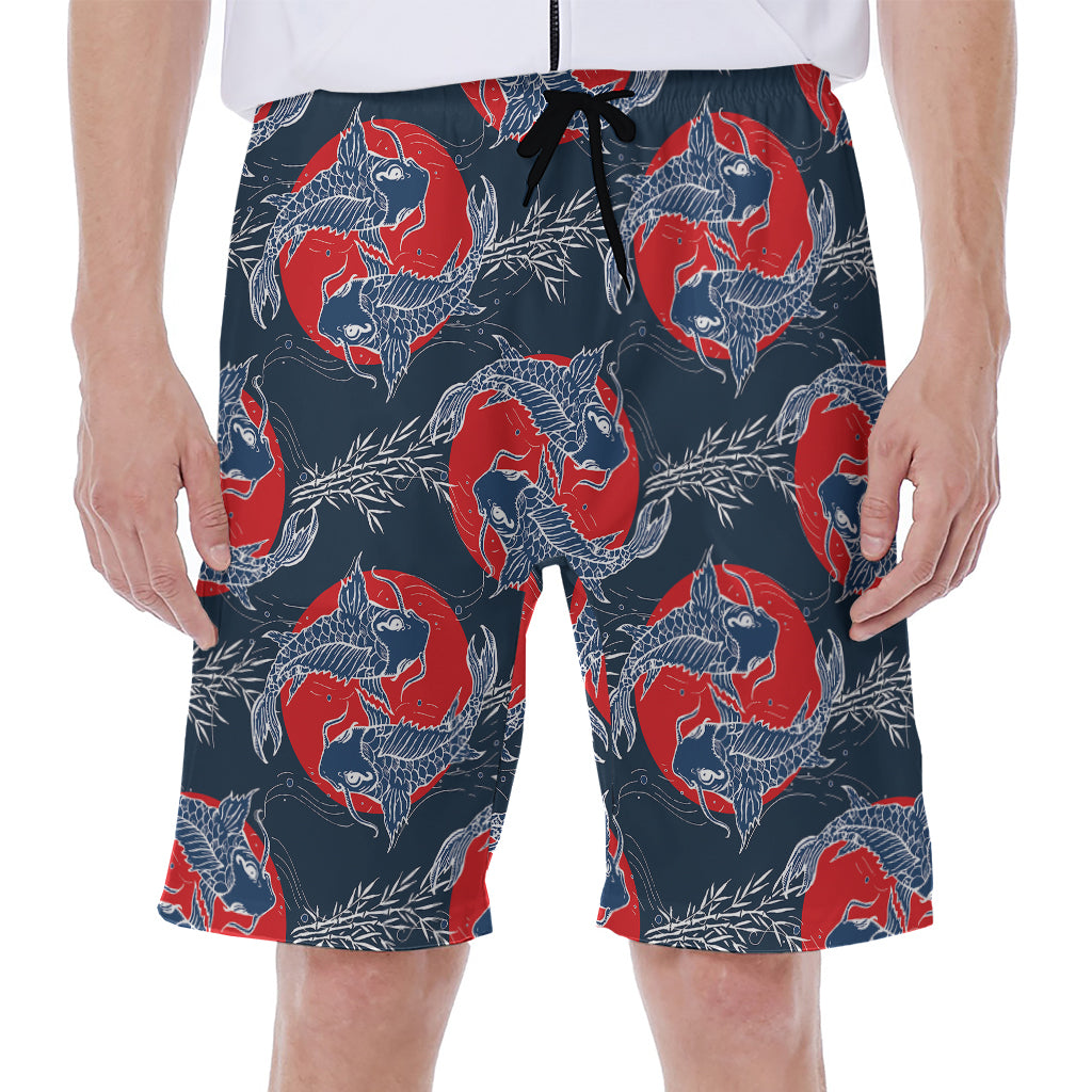 Japanese Koi Carp Fish Pattern Print Men's Beach Shorts