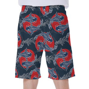 Japanese Koi Carp Fish Pattern Print Men's Beach Shorts