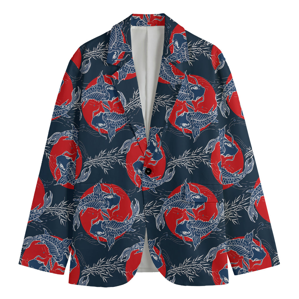 Japanese Koi Carp Fish Pattern Print Men's Blazer