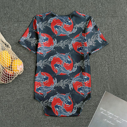 Japanese Koi Carp Fish Pattern Print Men's Bodysuit