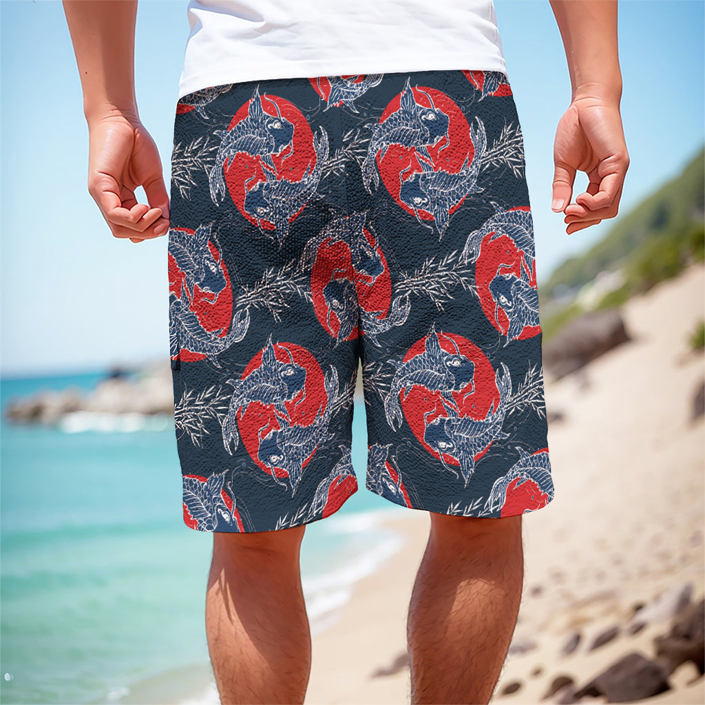 Japanese Koi Carp Fish Pattern Print Men's Cargo Shorts