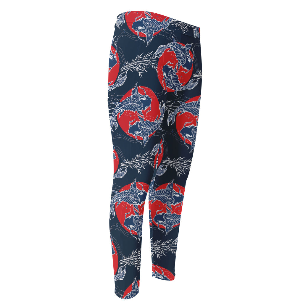 Japanese Koi Carp Fish Pattern Print Men's Compression Pants