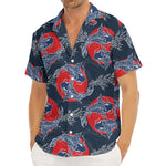 Japanese Koi Carp Fish Pattern Print Men's Deep V-Neck Shirt
