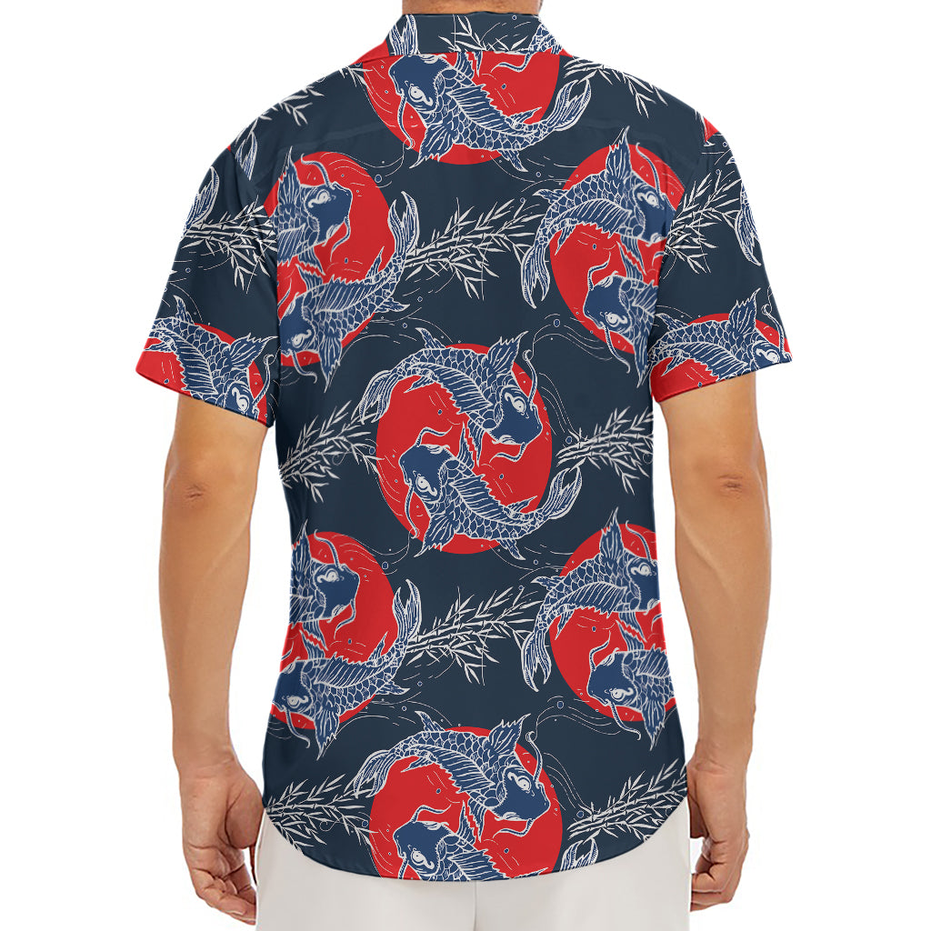 Japanese Koi Carp Fish Pattern Print Men's Deep V-Neck Shirt