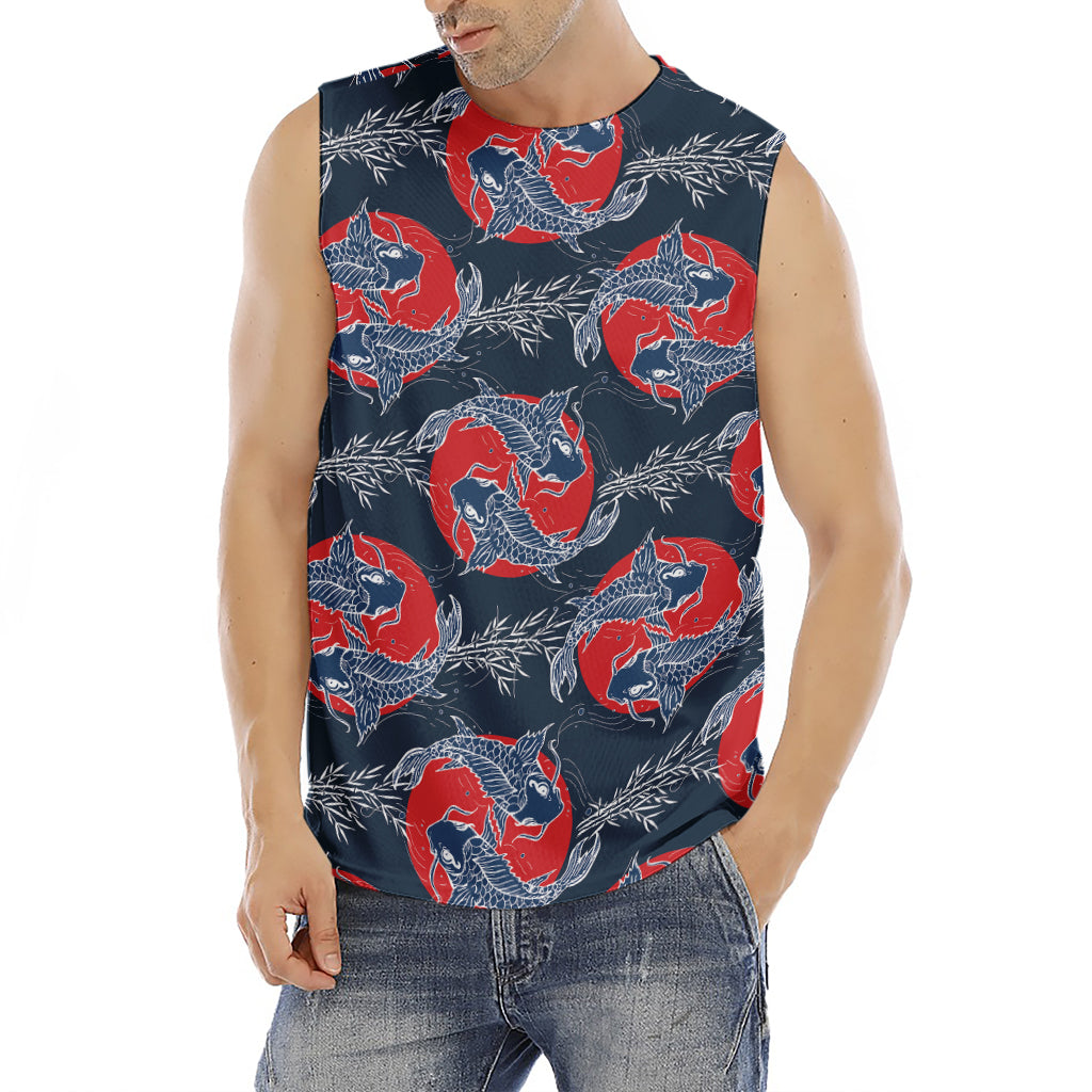Japanese Koi Carp Fish Pattern Print Men's Fitness Tank Top