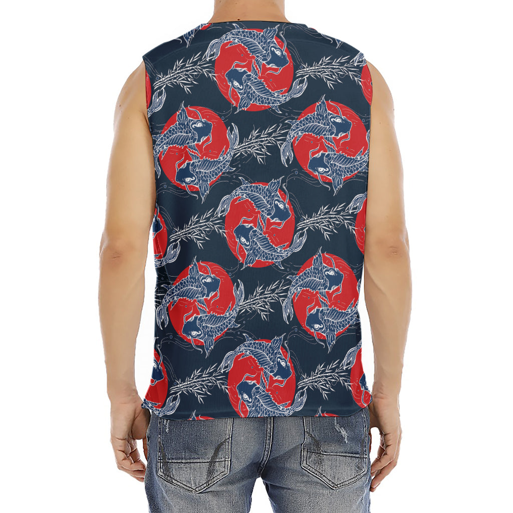 Japanese Koi Carp Fish Pattern Print Men's Fitness Tank Top