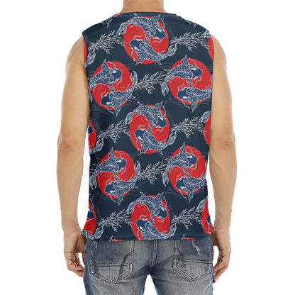 Japanese Koi Carp Fish Pattern Print Men's Fitness Tank Top