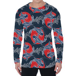 Japanese Koi Carp Fish Pattern Print Men's Long Sleeve T-Shirt