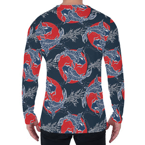 Japanese Koi Carp Fish Pattern Print Men's Long Sleeve T-Shirt