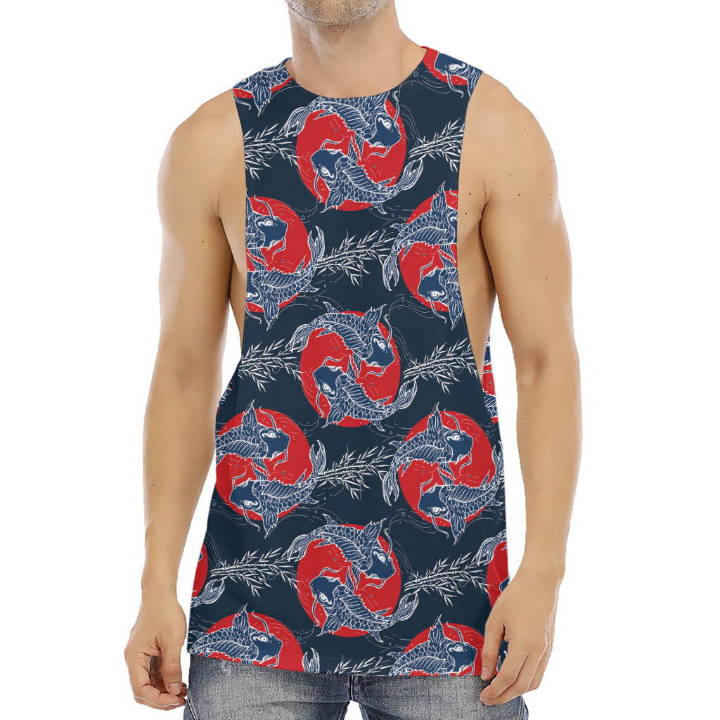 Japanese Koi Carp Fish Pattern Print Men's Muscle Tank Top