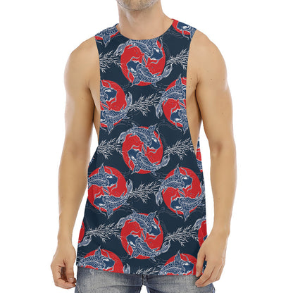 Japanese Koi Carp Fish Pattern Print Men's Muscle Tank Top