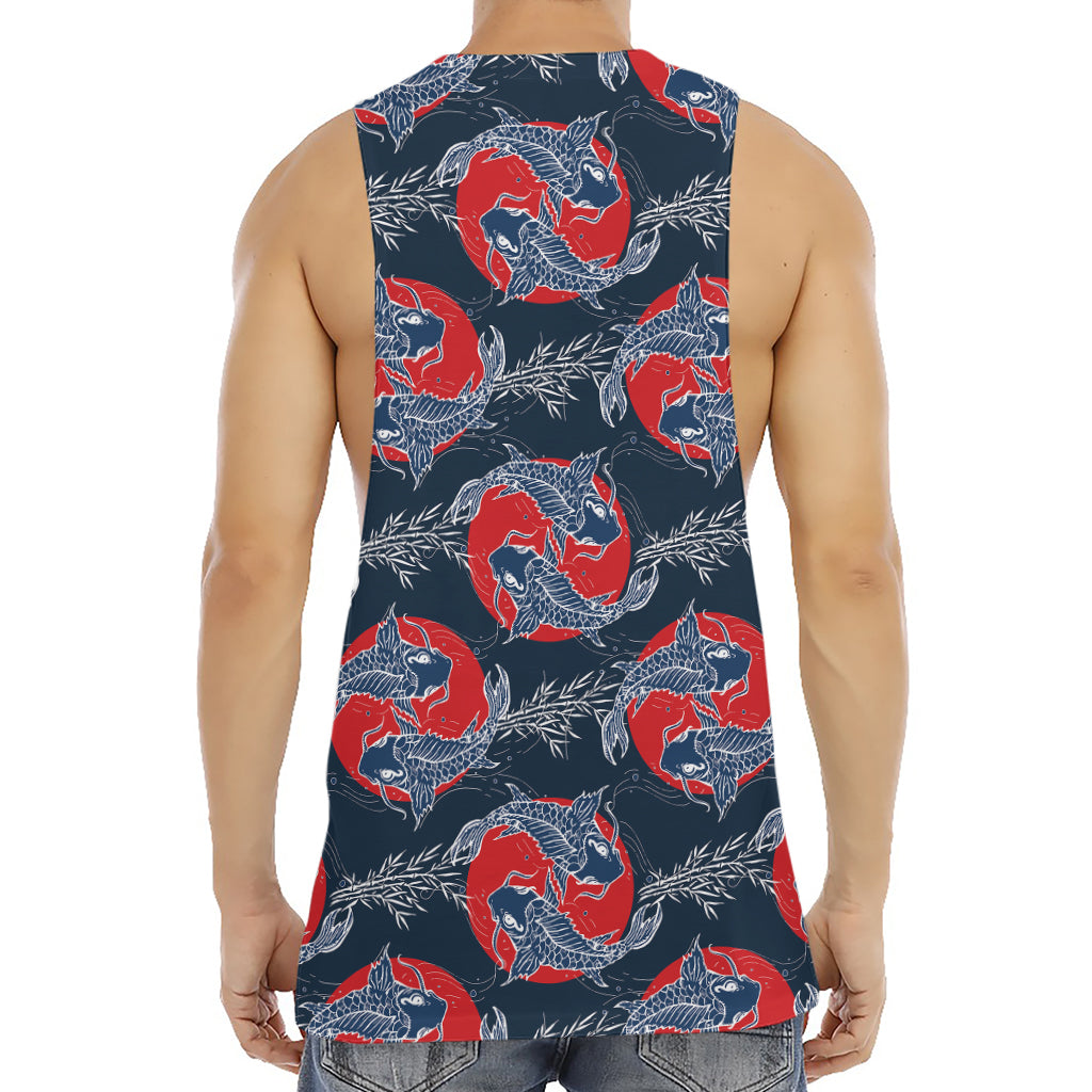 Japanese Koi Carp Fish Pattern Print Men's Muscle Tank Top