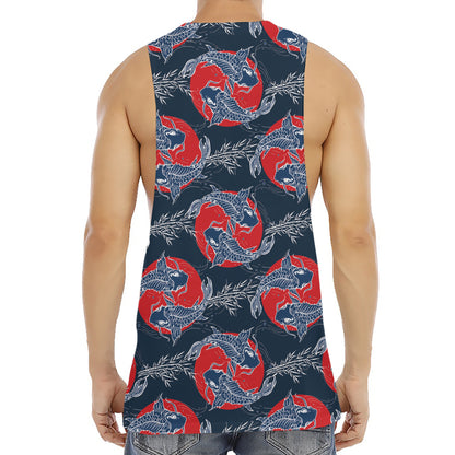 Japanese Koi Carp Fish Pattern Print Men's Muscle Tank Top
