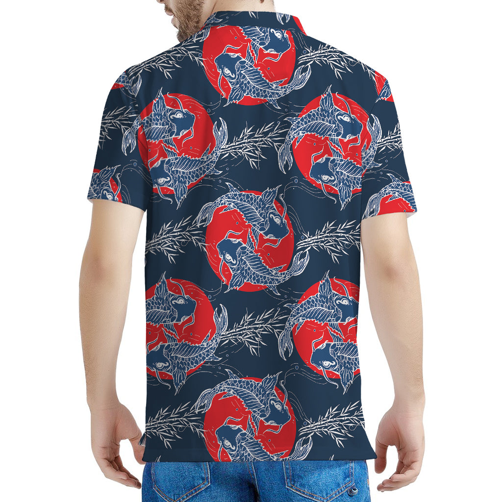 Japanese Koi Carp Fish Pattern Print Men's Polo Shirt