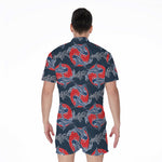 Japanese Koi Carp Fish Pattern Print Men's Rompers