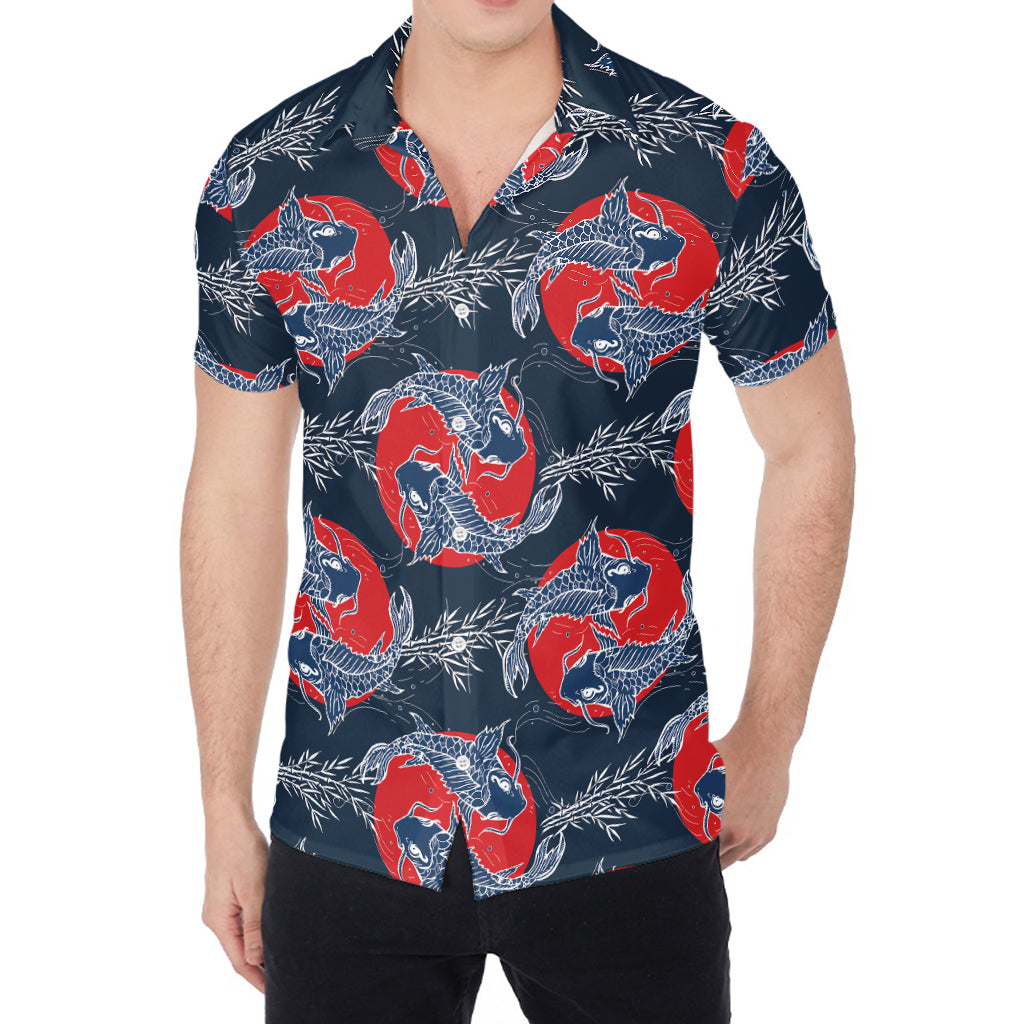 Japanese Koi Carp Fish Pattern Print Men's Shirt