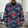 Japanese Koi Carp Fish Pattern Print Men's Shirt Jacket