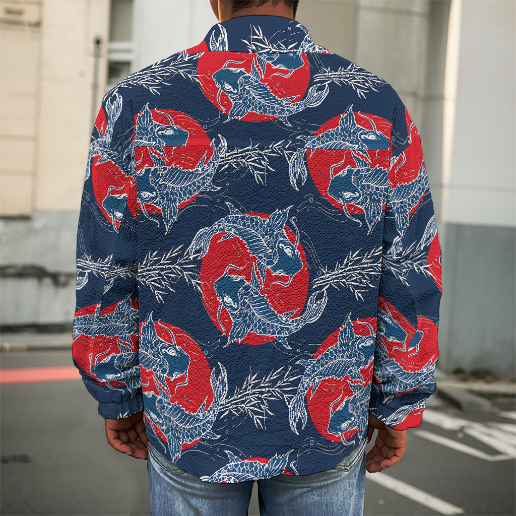 Japanese Koi Carp Fish Pattern Print Men's Shirt Jacket