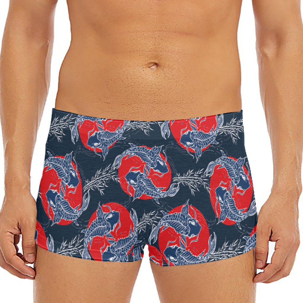 Japanese Koi Carp Fish Pattern Print Men's Short Boxer Briefs