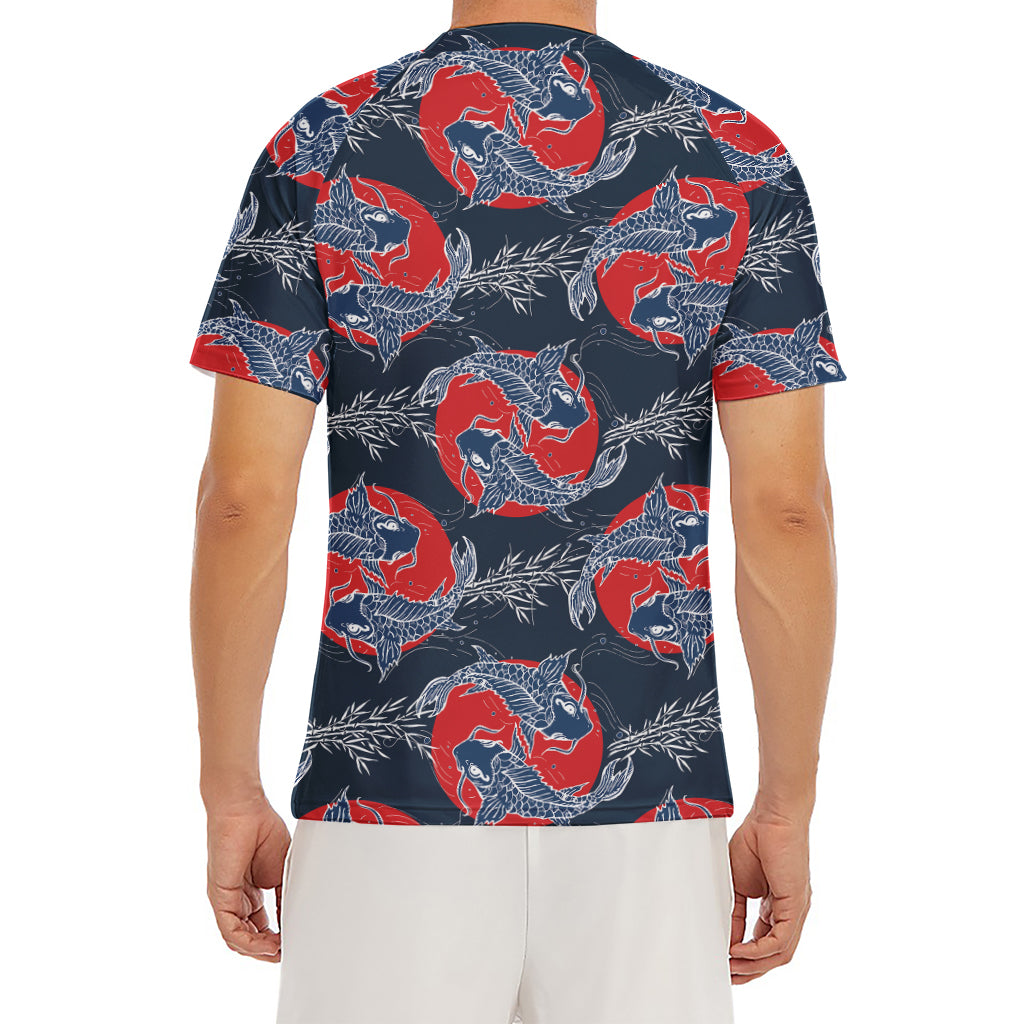 Japanese Koi Carp Fish Pattern Print Men's Short Sleeve Rash Guard