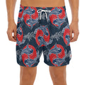 Japanese Koi Carp Fish Pattern Print Men's Split Running Shorts