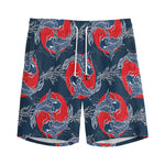 Japanese Koi Carp Fish Pattern Print Men's Sports Shorts