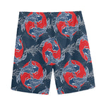 Japanese Koi Carp Fish Pattern Print Men's Sports Shorts