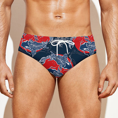 Japanese Koi Carp Fish Pattern Print Men's Swim Briefs