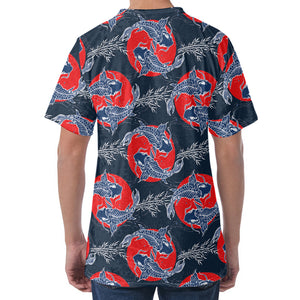 Japanese Koi Carp Fish Pattern Print Men's Velvet T-Shirt