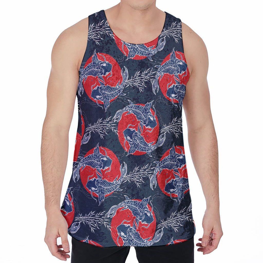 Japanese Koi Carp Fish Pattern Print Men's Velvet Tank Top