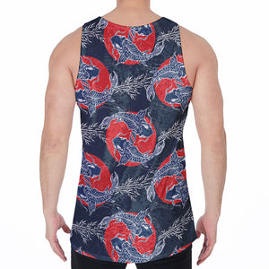 Japanese Koi Carp Fish Pattern Print Men's Velvet Tank Top