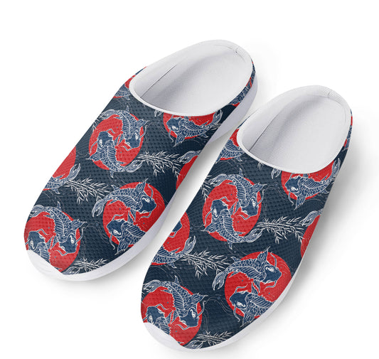 Japanese Koi Carp Fish Pattern Print Mesh Casual Shoes