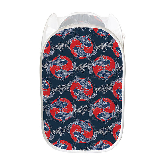 Japanese Koi Carp Fish Pattern Print Mesh Laundry Hamper