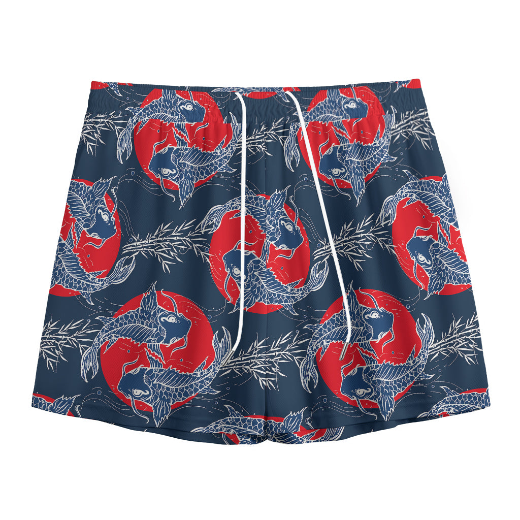 Japanese Koi Carp Fish Pattern Print Mesh Shorts