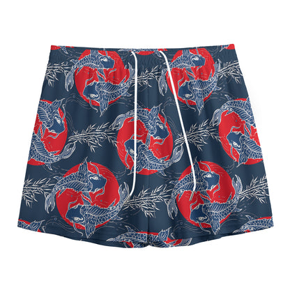 Japanese Koi Carp Fish Pattern Print Mesh Shorts