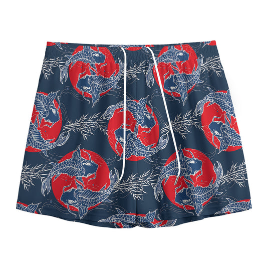 Japanese Koi Carp Fish Pattern Print Mesh Shorts