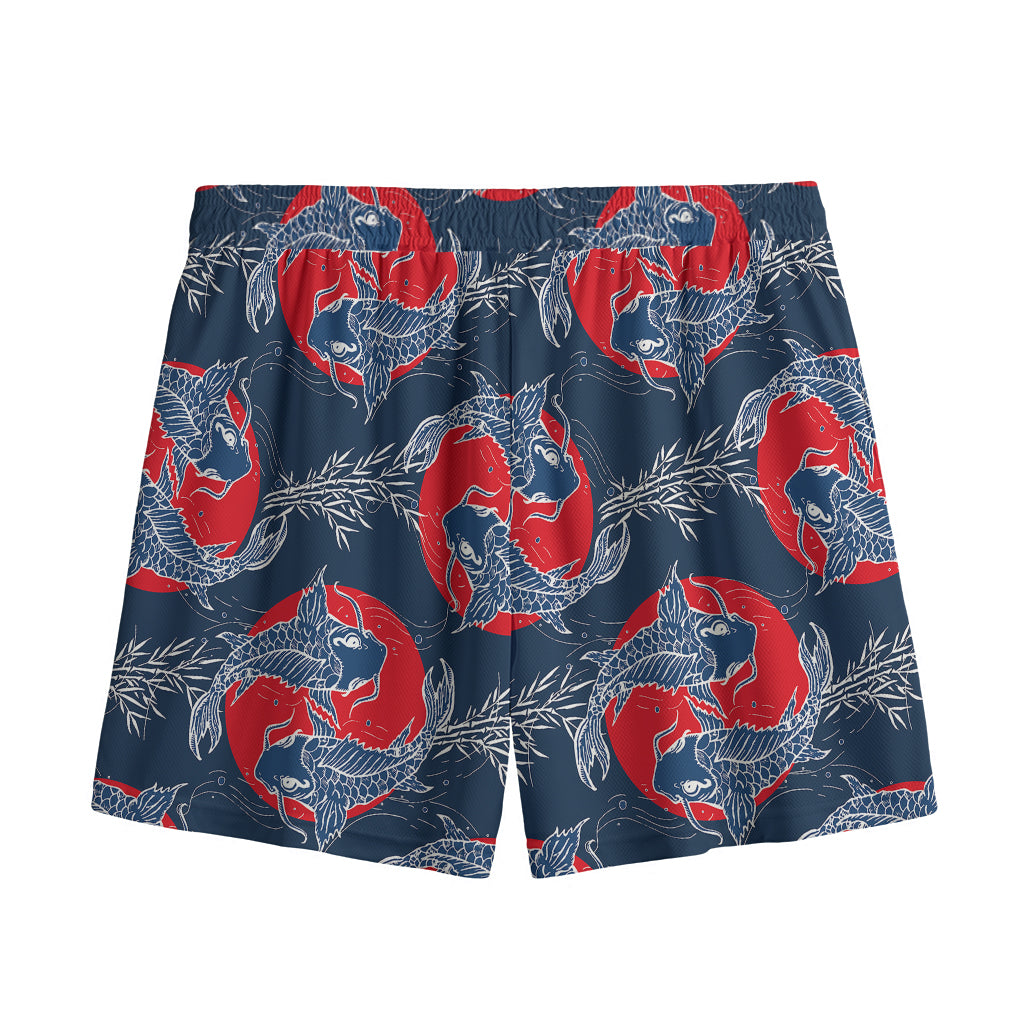 Japanese Koi Carp Fish Pattern Print Mesh Shorts