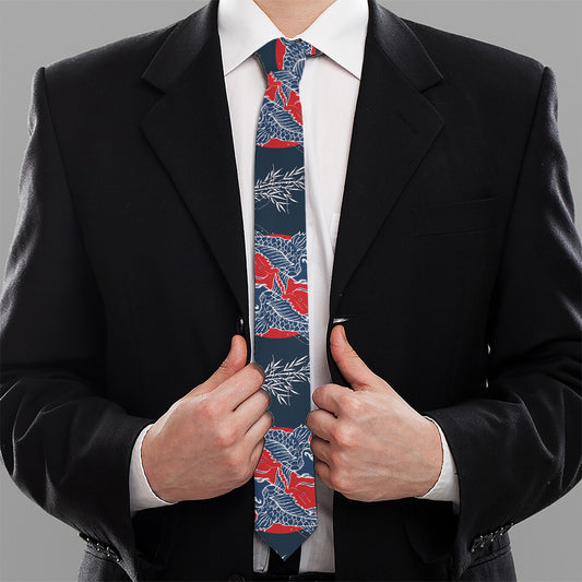 Japanese Koi Carp Fish Pattern Print Necktie