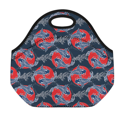 Japanese Koi Carp Fish Pattern Print Neoprene Lunch Bag