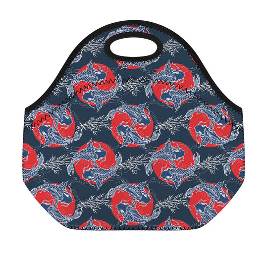 Japanese Koi Carp Fish Pattern Print Neoprene Lunch Bag
