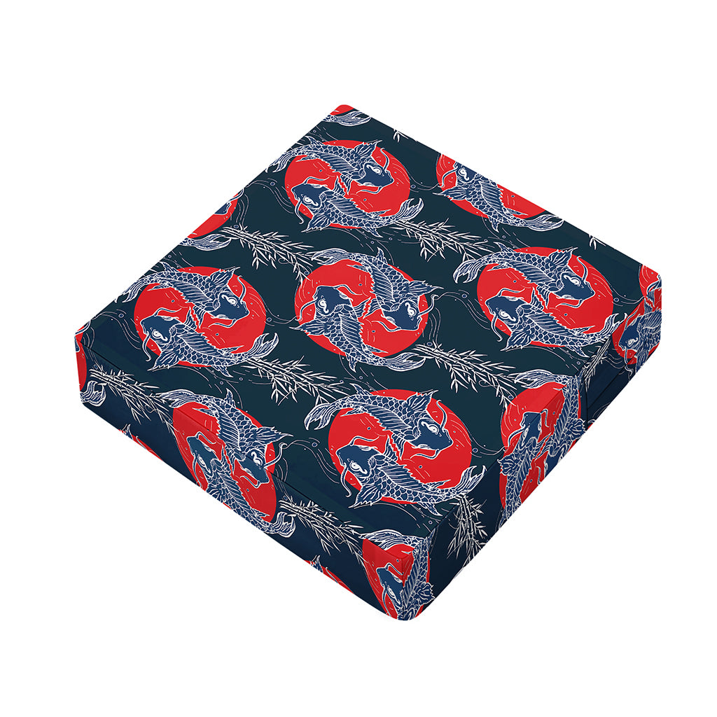 Japanese Koi Carp Fish Pattern Print Outdoor Seat Cushion Cover