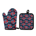 Japanese Koi Carp Fish Pattern Print Oven Mitt And Pot Holder Set