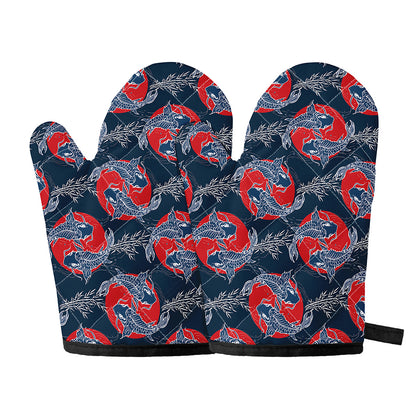 Japanese Koi Carp Fish Pattern Print Oven Mitts