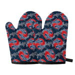 Japanese Koi Carp Fish Pattern Print Oven Mitts