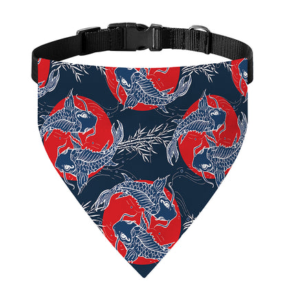 Japanese Koi Carp Fish Pattern Print Over The Collar Dog Bandana