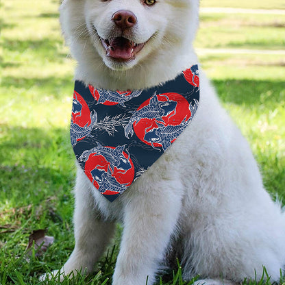 Japanese Koi Carp Fish Pattern Print Over The Collar Dog Bandana
