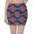 Japanese Koi Carp Fish Pattern Print Pencil Mini Skirt