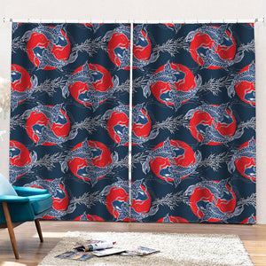 Japanese Koi Carp Fish Pattern Print Pencil Pleat Curtains