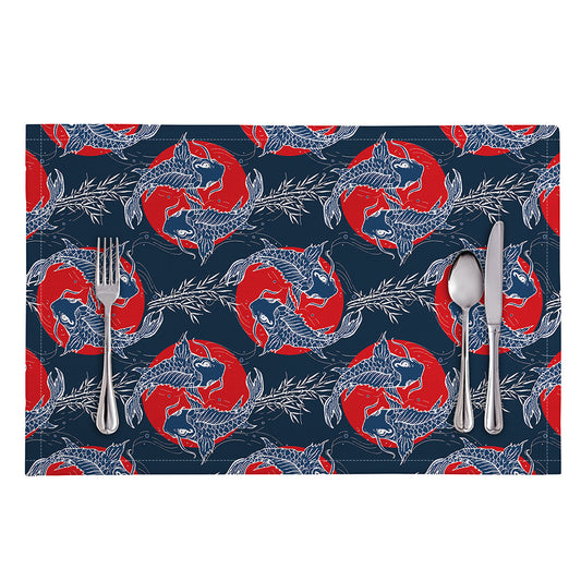 Japanese Koi Carp Fish Pattern Print Placemat
